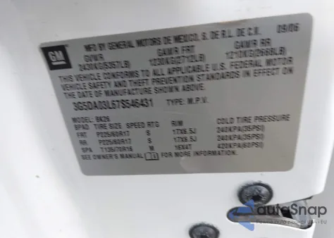 2007 Buick Rendezvous Cxl from USA, damaged, VIN 3G5DA03L67S546431